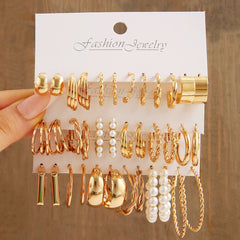 Vembley Combo Of 6 Pairs Gold Plated Hoop And Pearl Earrings For Women And Girls