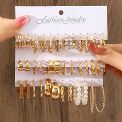 Vembley Combo Of 6 Pairs Gold Plated Hoop And Pearl Earrings For Women And Girls