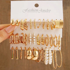 Vembley Combo Of 6 Pairs Gold Plated Hoop And Pearl Earrings For Women And Girls