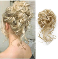 Synthetic Fluffy Curly Hair Bun, Elastic Fake Hair Ponytail Wrap Around, Suitable For Women & Girls Daily Use And Parties Scrunchie Hair Ties Elastic Rubber Band, Aesthetic