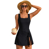 Limited time sale🔥Womens One Piece Swim Dress Scalloped Modest Swimsuits