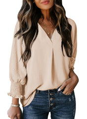 Limited time sale 🔥Womens Casual 3/4 Sleeve V Neck Loose Fit Basic Tees