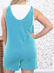 Ribbed Lace Up Adjustable Jumpsuit Casual Romper with Pockets(BUY 2 FREE SHIPPING)