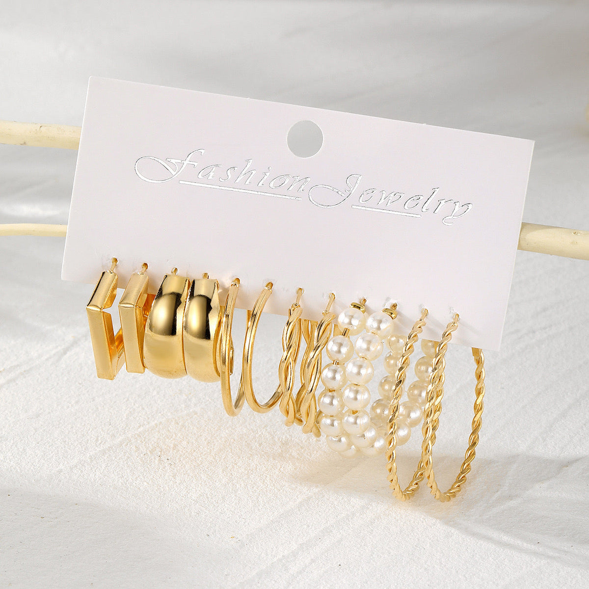 Vembley Combo Of  6 Pairs Gold Plated Hoop And Pearl Earrings For Women And Girls