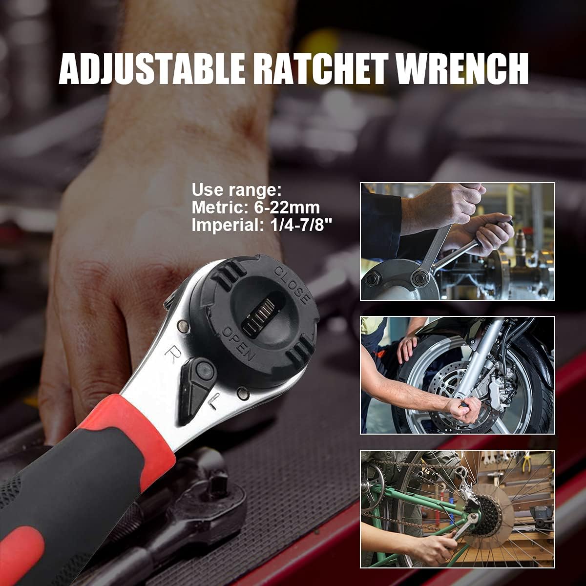 🔥49% OFF | Adjustable Ratchet Wrench 6-22mm 🛠️ Heavy Duty CR-V Steel Repair Spanner